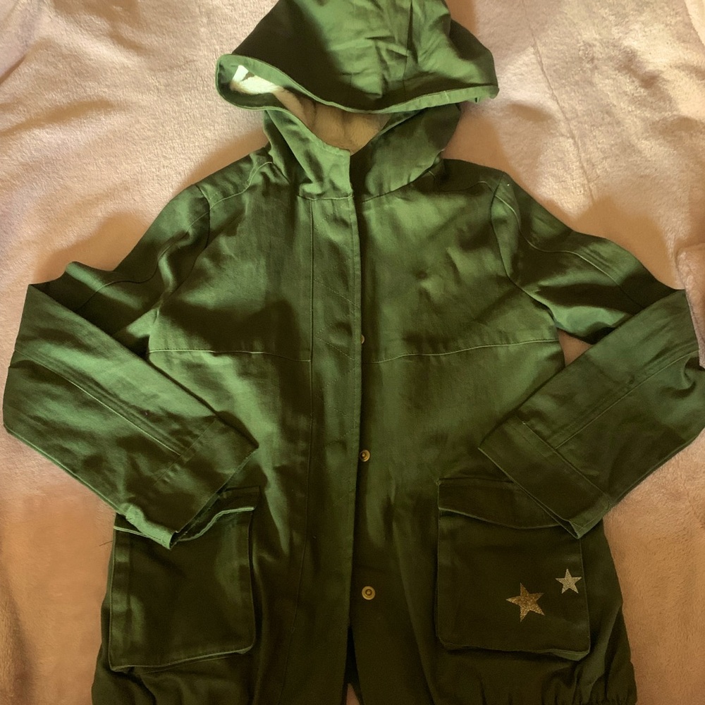 Epic threads, girls army, green glitter, star jacket